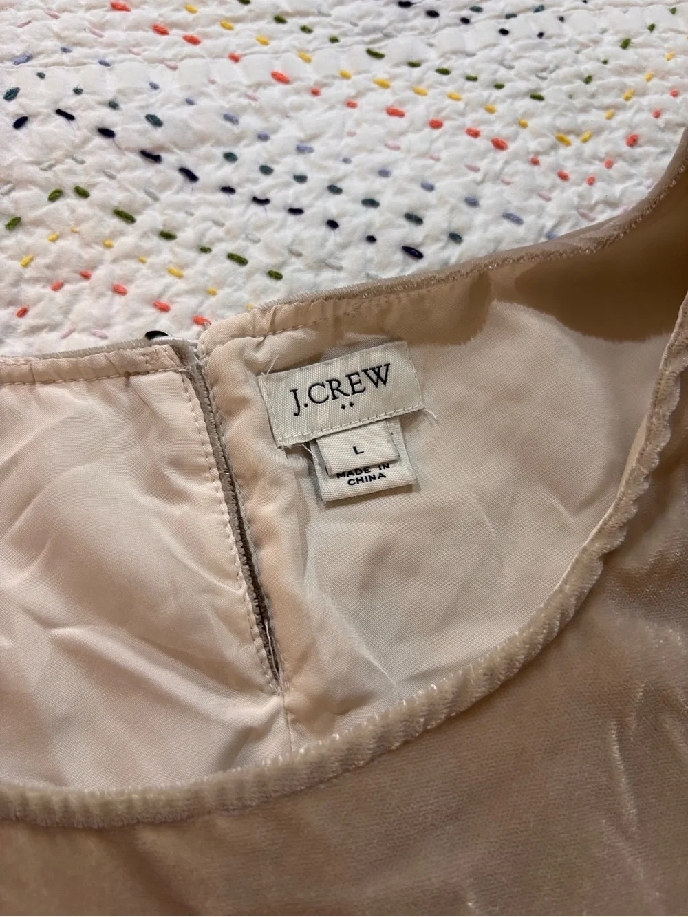 J. Crew Short Sleeve Velvet Top in Taupe